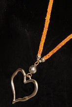 Load image into Gallery viewer, Long Coral Beaded Heart Necklace
