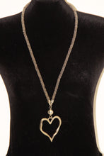 Load image into Gallery viewer, Long Silver Beaded Heart Necklace
