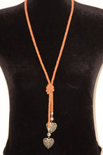 Load image into Gallery viewer, Long Coral Beaded Knot Necklace