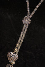 Load image into Gallery viewer, Long Silver Beaded Knot Necklace