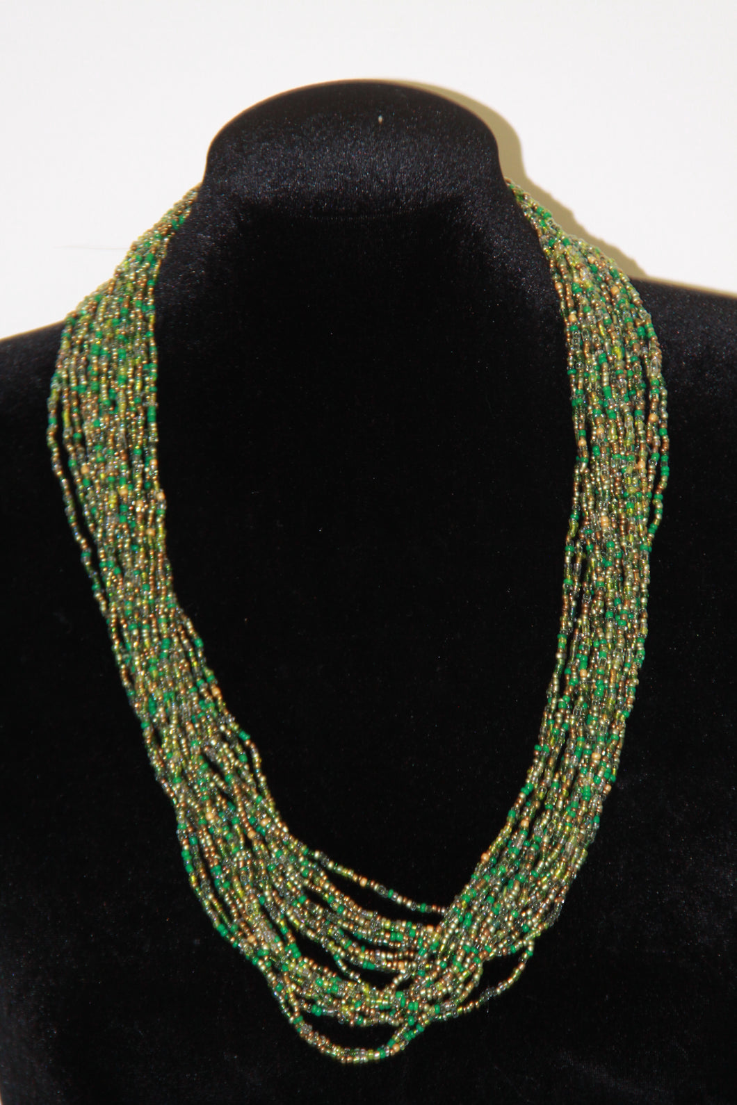 Long Green Beaded Necklace