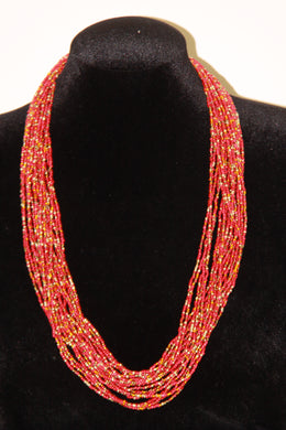 Long Red Beaded Necklace