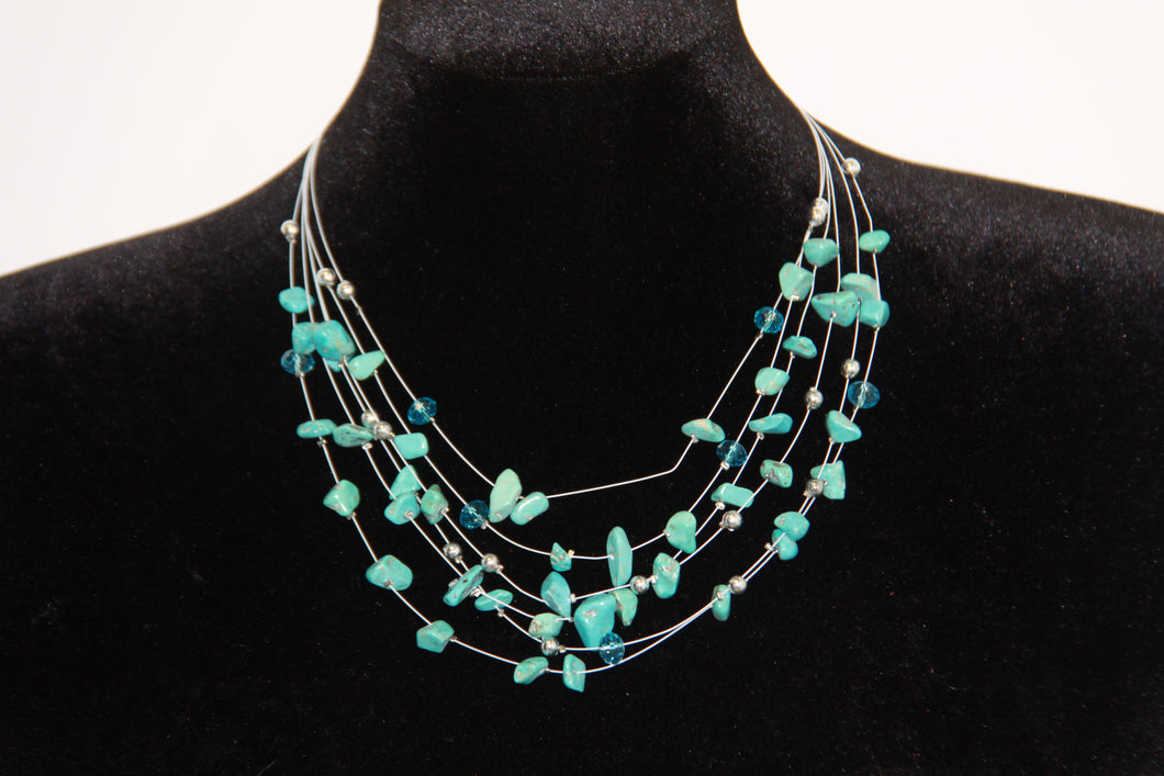 Layered Blue Gemstone Necklace