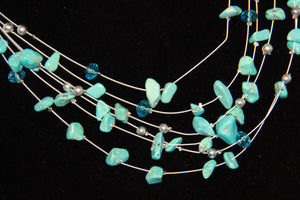 Layered Blue Gemstone Necklace