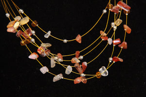 Layered Coral Gemstone Necklace