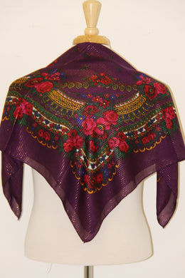 Ukrainian Traditional Gold Thread Hustka Purple