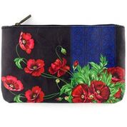 Ukrainian poppy flower print makeup pouch