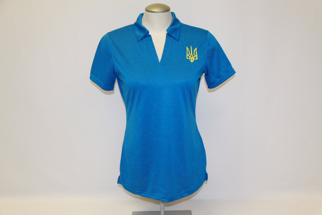 Ladies Tryzub Golf Shirt Blue Wake