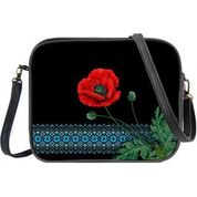 Ukrainian poppy flower & embroidery pattern print cross body bag/toiletry bag