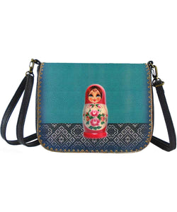 Nesting doll Ukraine print cross body bag