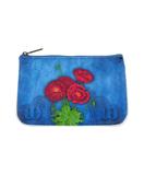 Poppy flower & embroidery pattern print pouch