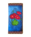 Poppy Flower & Embroidery Pattern Print Large Flat Wallet