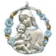 Mother and Child Pewter Crib Medal