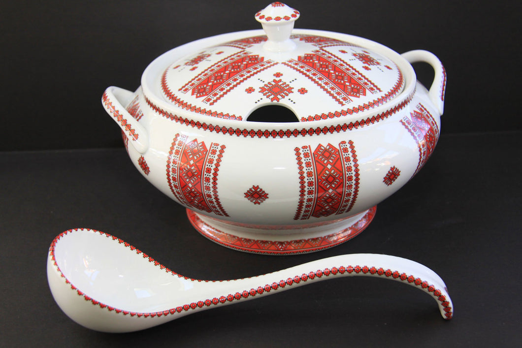 large soup tureen with spoon