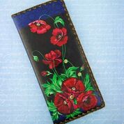 Ukrainian poppy flower print large wallet