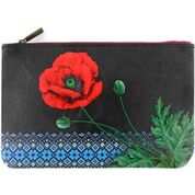 Ukrainian poppy flower & embroidery pattern makeup pouch